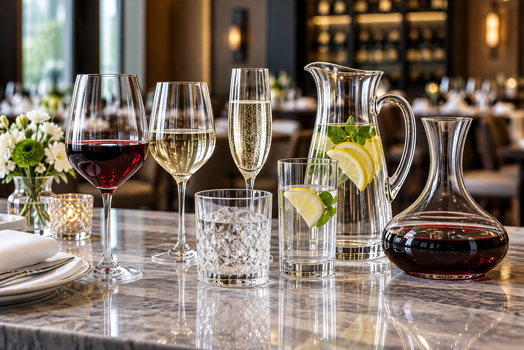 Hotel restaurant glassware and beverage service