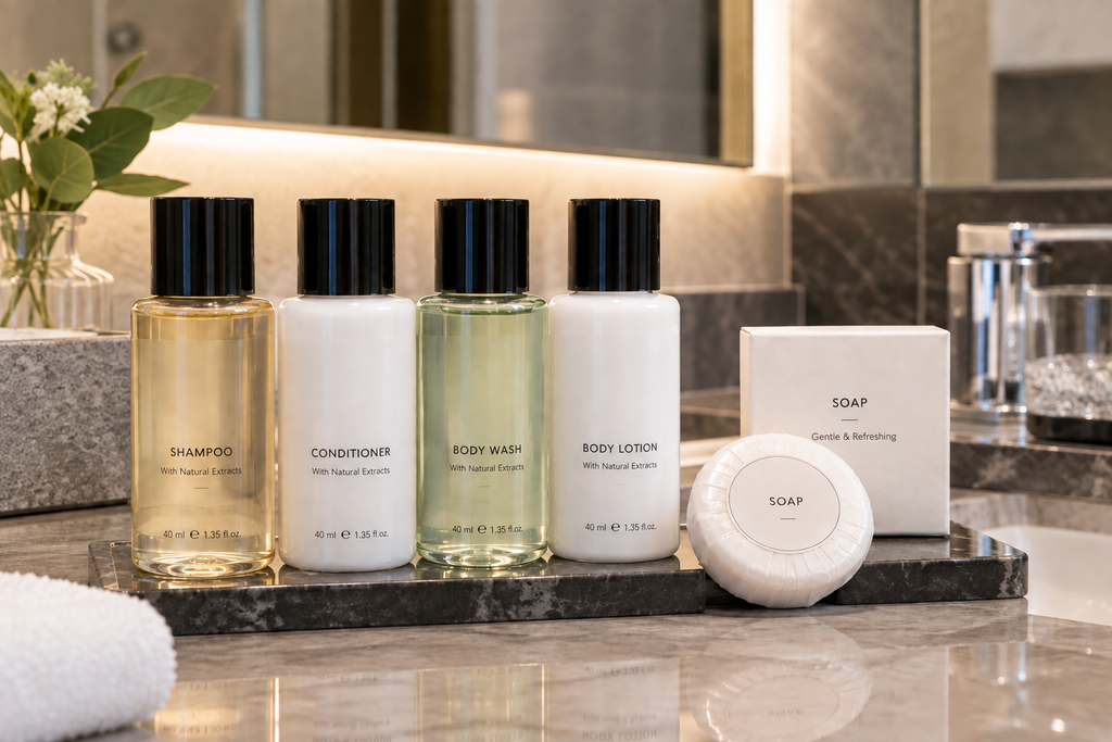 Hotel bathroom amenities - toiletries and personal care