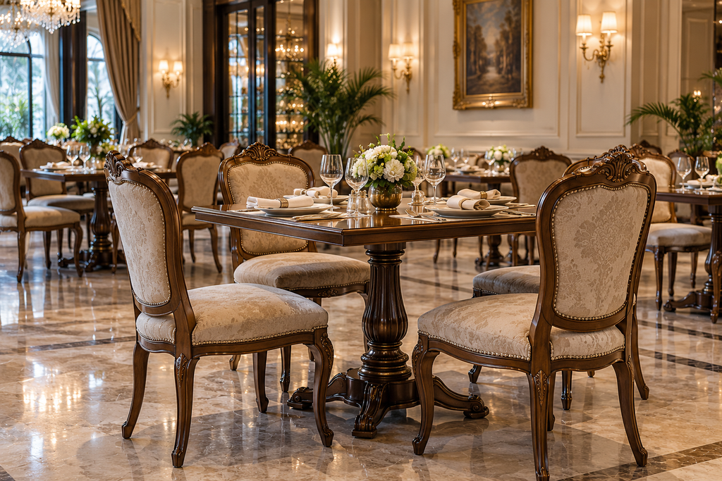 European style carved hotel restaurant dining furniture by KUANGYU