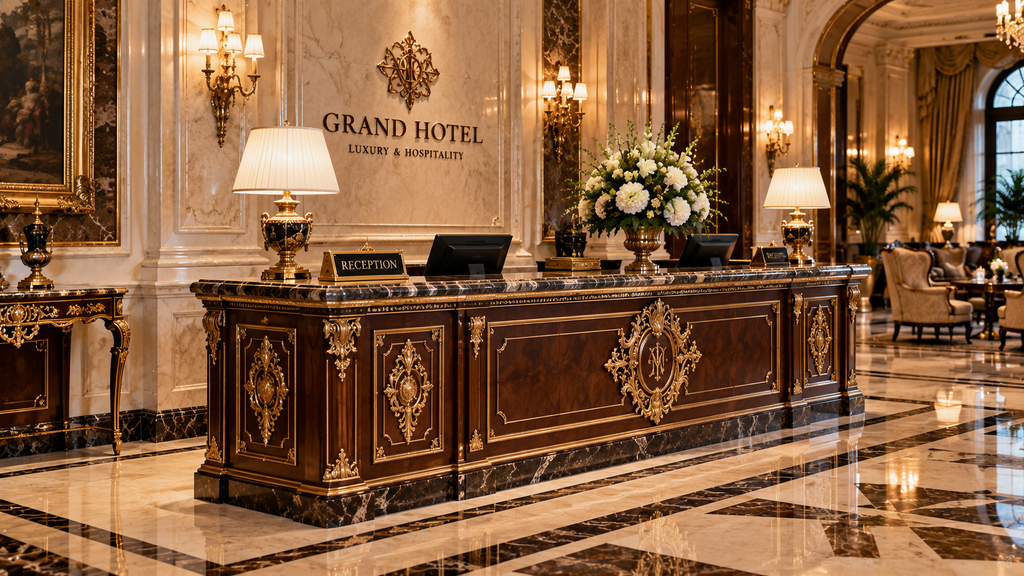 Custom hotel reception desk furniture by KUANGYU
第三张(大堂配套家具)
