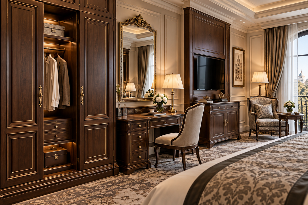 Custom hotel guestroom furniture wardrobes and desks by KUANGYU
